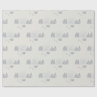 Nostalgisch Blauw Kerstfeest Cadeaupapier