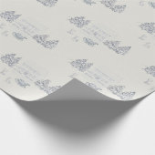 Nostalgisch Blauw Kerstfeest Cadeaupapier (Hoek)