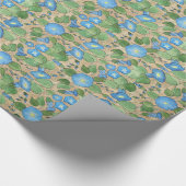 Nostalgisch Blauw Morning Glory Wrapping Papier (Hoek)
