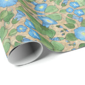 Nostalgisch Blauw Morning Glory Wrapping Papier (Rol Hoek)