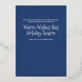 Nostalgisch blauw, wit rendier, bedrijf Logo Folie Feestdagenkaart (Achterkant)