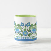 Nostalgisch Blauwe Morning Glory Floral Border, Wh Mok (Midden)