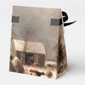 Nostalgisch Boerderij Landschap in Winter Favor Bo Bedankdoosjes (Achterkant)