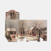 Nostalgisch Boerderij Landschap in Winter Favor Bo Bedankdoosjes (Uitgevouwen)