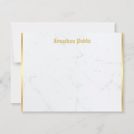 Nostalgisch Calligrafisch Goud Monogram Marmer Notitiekaartje (Achterkant)