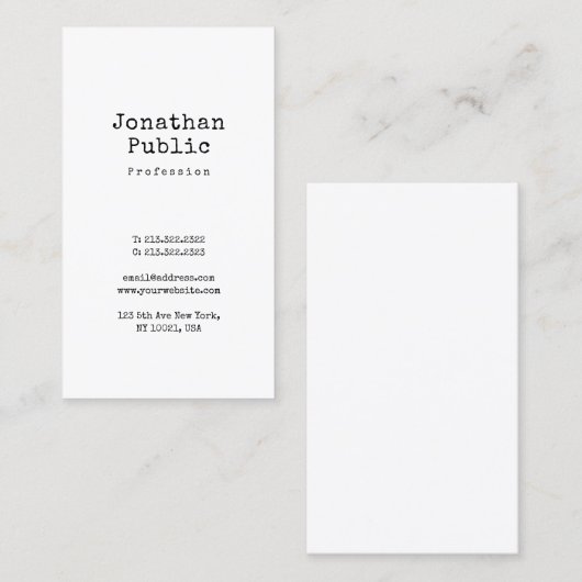 Nostalgisch design minimalistisch platte retro ren visitekaartje (Voorkant / Achterkant)