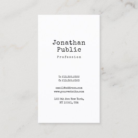 Nostalgisch design minimalistisch platte retro ren visitekaartje (Voorkant)