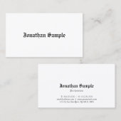 Nostalgisch Elegant Classic Minimalist White Plain Visitekaartje (Voorkant / Achterkant)