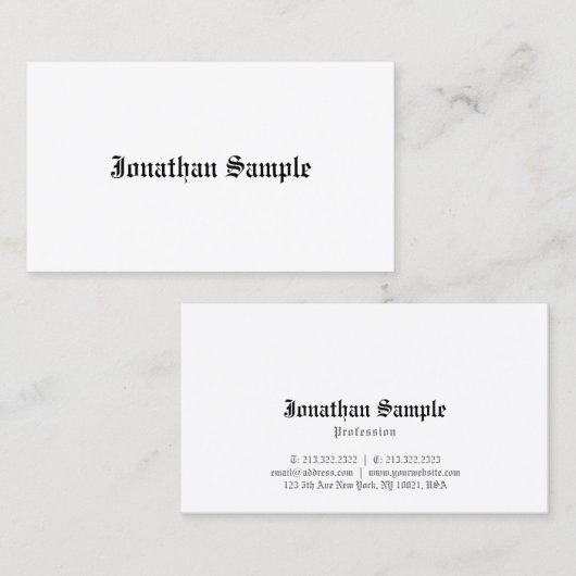 Nostalgisch Elegant Classic Minimalist White Plain Visitekaartje (Voorkant / Achterkant)