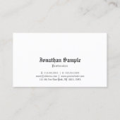 Nostalgisch Elegant Classic Minimalist White Plain Visitekaartje (Achterkant)