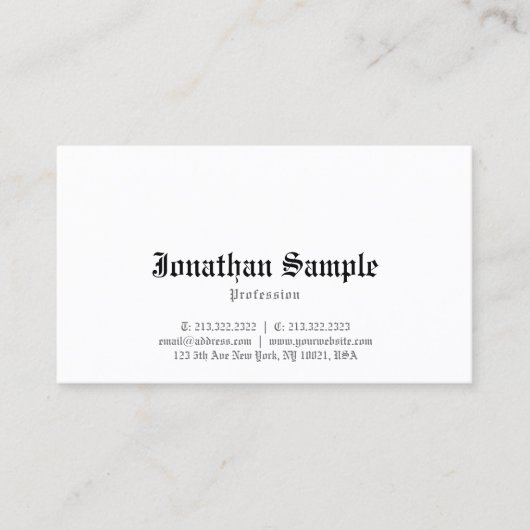 Nostalgisch Elegant Classic Old English Font Plain Visitekaartje (Voorkant)