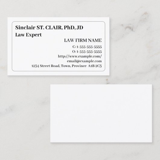 Nostalgisch en  openbaar ministerie Visitekaartje (Voorkant / Achterkant)