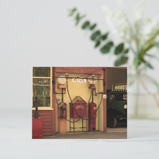 Nostalgisch gasstation briefkaart (Staand voorkant)
