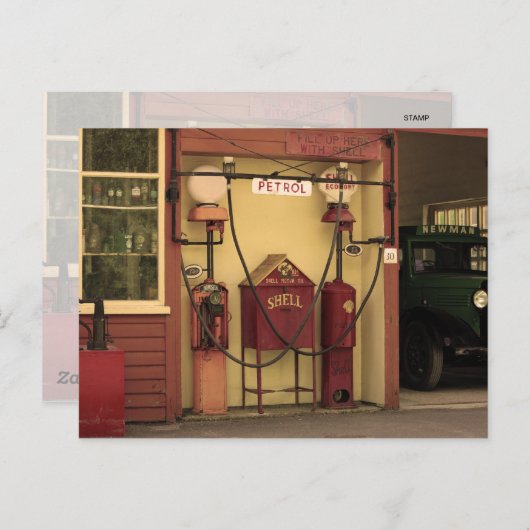 Nostalgisch gasstation briefkaart (Voorkant / Achterkant)