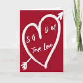 Nostalgisch hart en initialen valentijn feestdagen kaart (Voorkant)