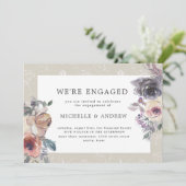 Nostalgisch Indigo Blush floral verloving Kaart (Staand voorkant)