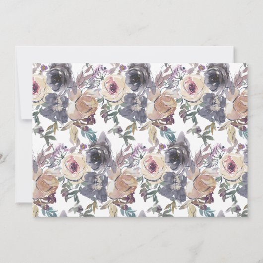 Nostalgisch Indigo Blush floral verloving Kaart (Achterkant)