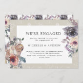 Nostalgisch Indigo Blush floral verloving Kaart (Voorkant / Achterkant)