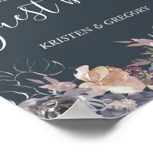 nostalgisch indigo blush floral Weddenboek Poster (Hoek)