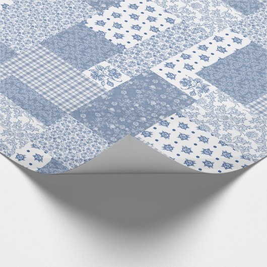 Nostalgisch Indigofilmpje voor patchwork Cadeaupapier (Hoek)