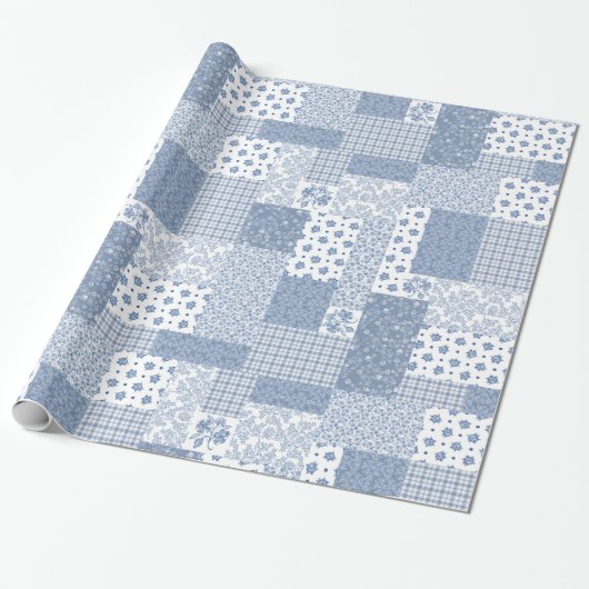 Nostalgisch Indigofilmpje voor patchwork Cadeaupapier (Uitgerold)