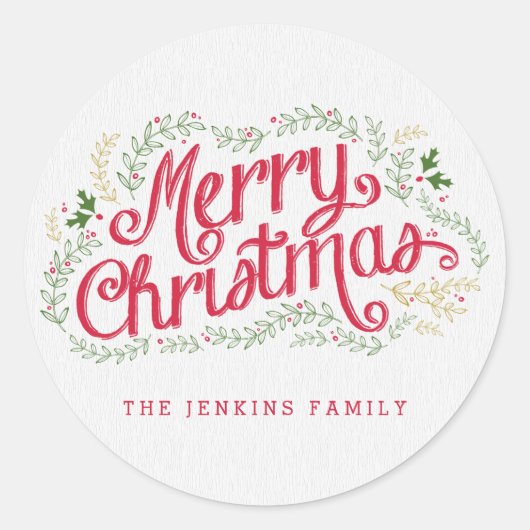 Nostalgisch Kerst sticker of envelopzegel (Voorkant)