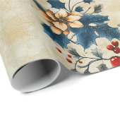 Nostalgisch kerstbloemeninpakpapier cadeaupapier (Rol Hoek)