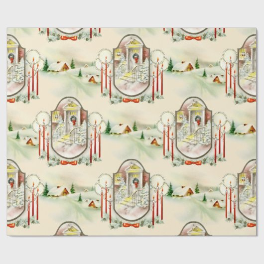 Nostalgisch kerstfeest cadeaupapier (Vlak)