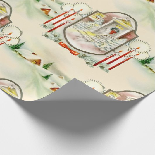 Nostalgisch kerstfeest cadeaupapier (Hoek)