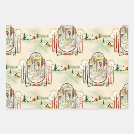 Nostalgisch kerstfeest inpakpapier vel (Voorkant)