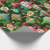 Nostalgisch Kerstmis: Elfen & Versieringen Cadeaupapier (Hoek)