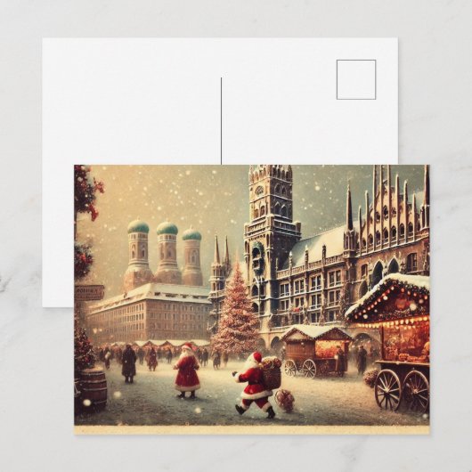 Nostalgisch Kerstmis in München - Kerstsfeer Feestdagenkaart (Voorkant / Achterkant)