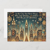 Nostalgisch Kerstmis in New York - Iconische Feest Feestdagenkaart (Voorkant / Achterkant)