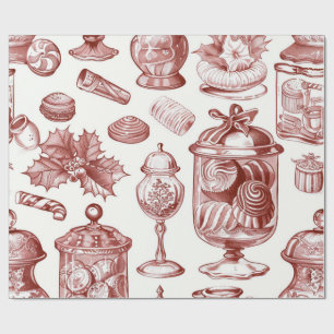 Nostalgisch Kerstmis Rood Cadeaupapier