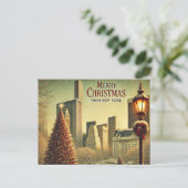 Nostalgisch kerstontwerp uit New York Feestdagenkaart (Staand voorkant)