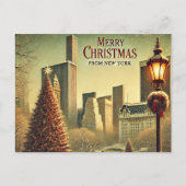 Nostalgisch kerstontwerp uit New York Feestdagenkaart (Voorkant)
