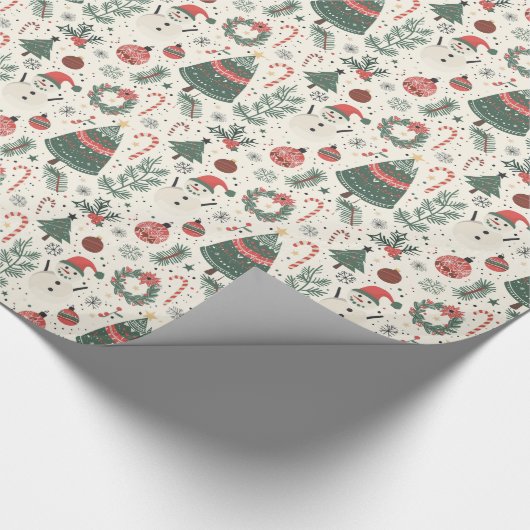  nostalgisch kerstpatroon cadeaupapier (Hoek)