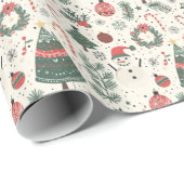 nostalgisch kerstpatroon cadeaupapier (Rol Hoek)
