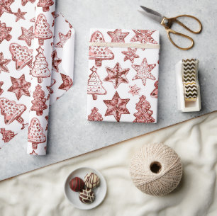 Nostalgisch Kerstrood Cadeaupapier