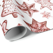 Nostalgisch Kerstrood Cadeaupapier (Rol Hoek)