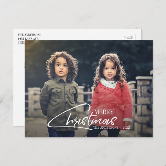 Nostalgisch kerstscript feestdag Briefkaart foto's (Voorkant / Achterkant)