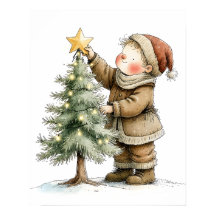 Nostalgisch kind versiert kerstboom