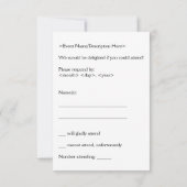 Nostalgisch, klassiek "R.S.V.P." Kaart (Achterkant)