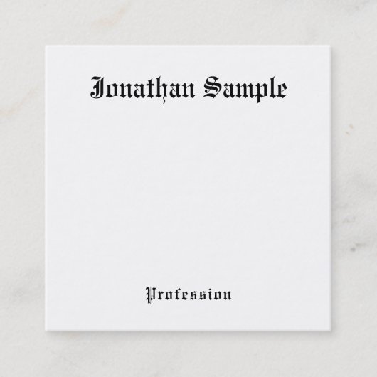 Nostalgisch klassieke look Old Style Text Minimal Vierkante Visitekaartje (Voorkant)