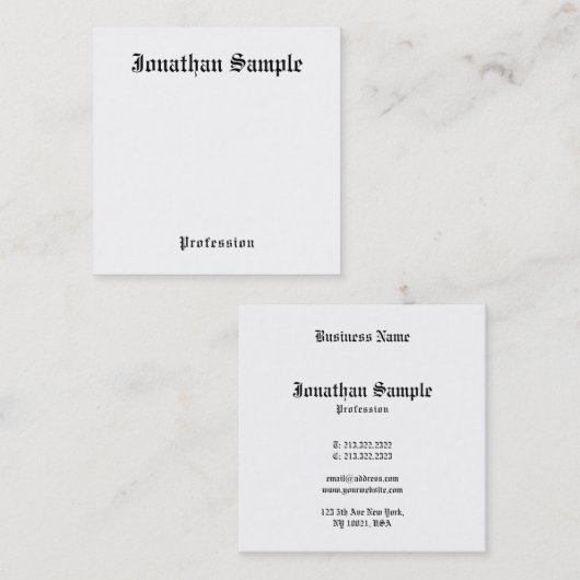 Nostalgisch klassieke look Old Style Text Minimal Vierkante Visitekaartje (Voorkant / Achterkant)