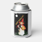 Nostalgisch klein meisje, Jack-o’-lantaarn en kat Blikjeskoeler (Blikje Achterkant)