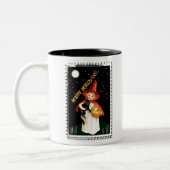 Nostalgisch klein meisje, Jack-o’-lantaarn en kat Tweekleurige Koffiemok (Links)