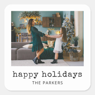 Nostalgisch lettertype Gelukkig kerstfeest famil Vierkante Sticker