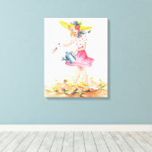  Nostalgisch Meisje in Tuin Verpakt Canvas (Insitu (Houten vloer))