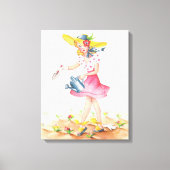  Nostalgisch Meisje in Tuin Verpakt Canvas Afdruk (Voorkant)